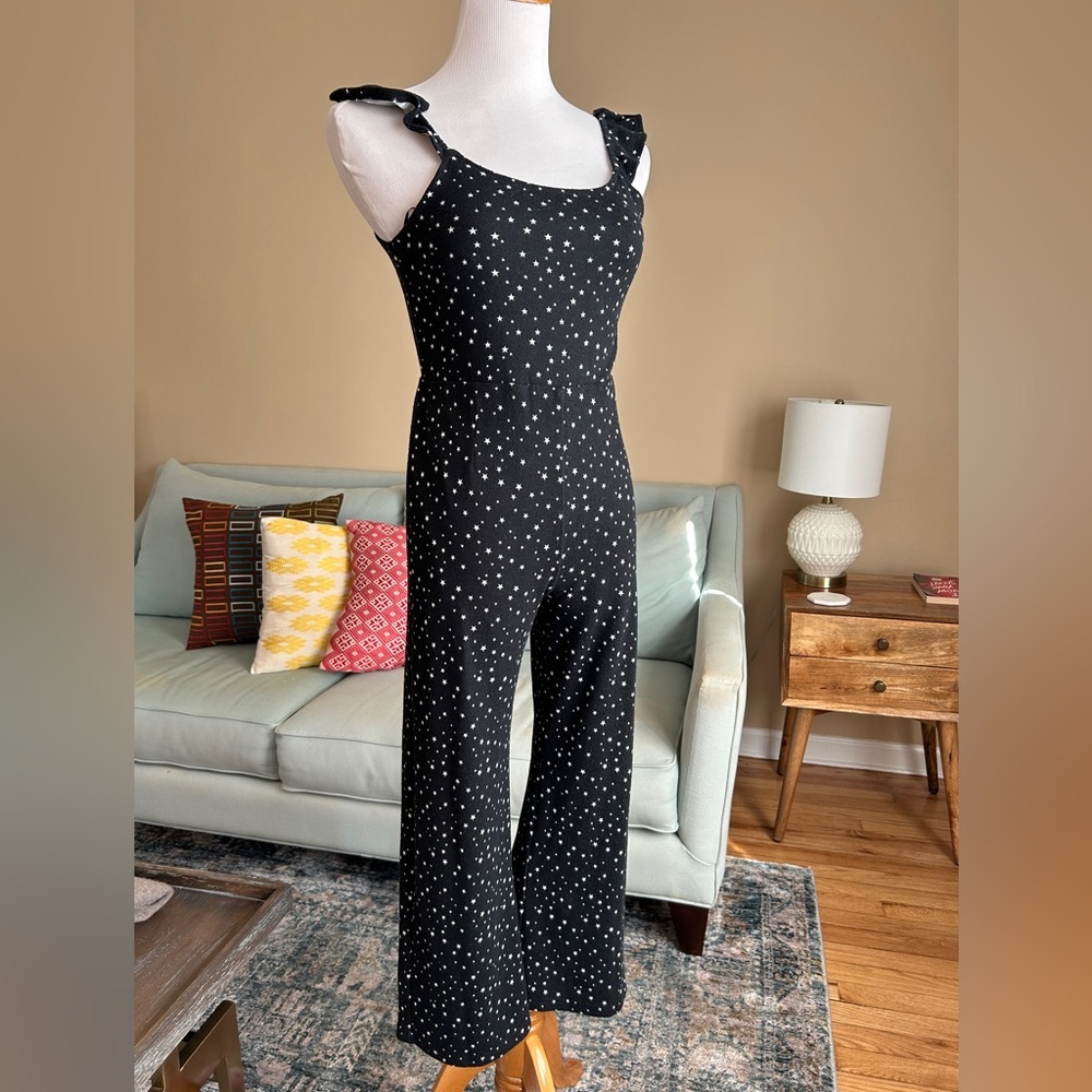 AQUA Girls Large 10/12 Star Print Jumpsuit Flare Leg Bloomingdale’s Exclusive - Picture 3 of 13